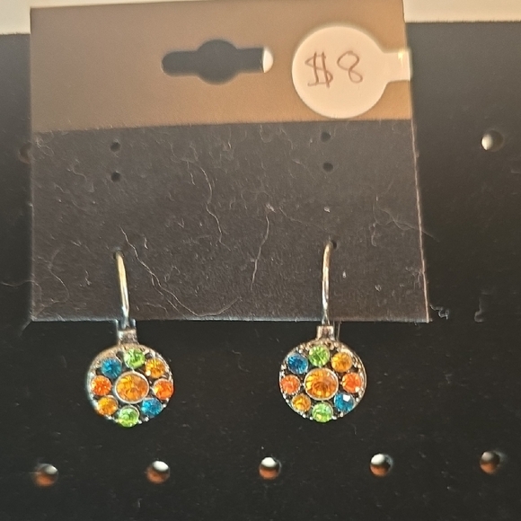 Colorful Gemstone Drop Earrings - Picture 1 of 1
